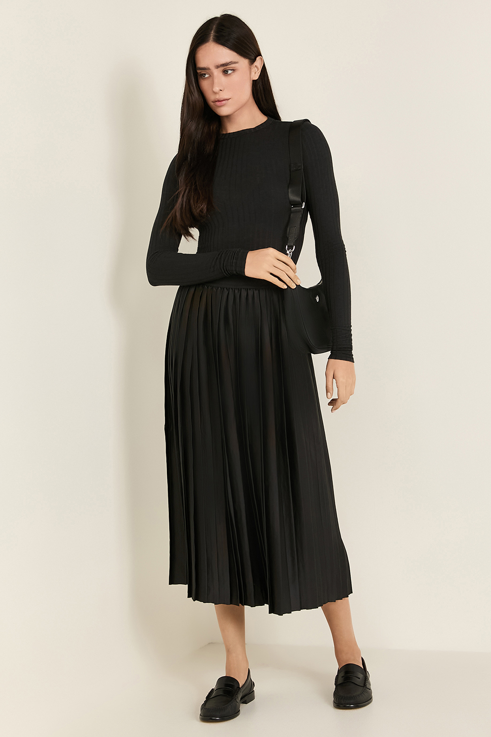 Wundermost Ribbed Wool Crewneck Long-Sleeve Bodysuit